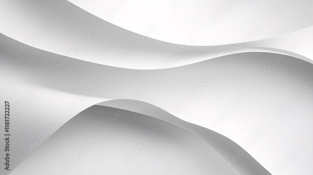 Poster an elegant abstract composition of smooth, flowing white curves and folds, creating a sense of calm 