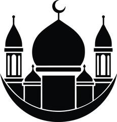Vector Islamic Masjid Icon on the white Background, Vector Masjid Icon.
