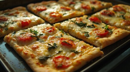 Recipe Rustic Mediterranean Flatbread Pizza with Vibrant Veggies, Melted Cheese, and Fresh Herbs, Easy Homemade Flatbread Recipe for a Delicious and Healthy Mediterranean-Style Meal Perfect for