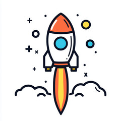 A colorful rocket soaring through space, symbolizing innovation and exploration.