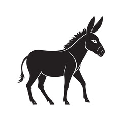 Minimalist black and white donkey illustration with clean lines perfect for animal designs and creative artworks