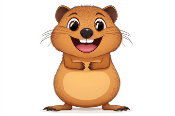 A cute quokka cartoon character of a happy, smiling animal with bright features.