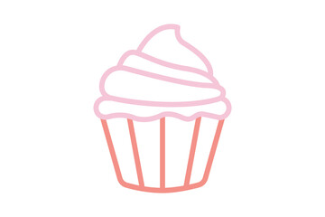 Cupcake icon. line icon style. icon related to food, party. food elements vector illustration