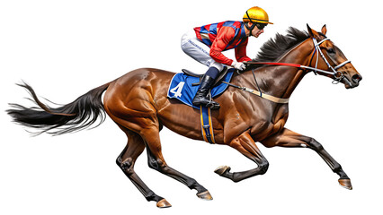 horse racer isolated on transparent background PNG.AI GENERATED