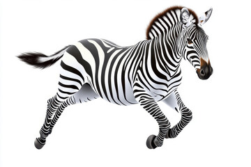 A dynamic illustration of a zebra in motion, showcasing its striking black and white stripes.