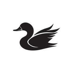 vector of black silhouette of duck