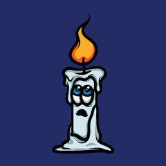 Melting candle character cartoon vector illustration