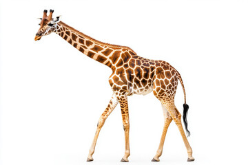 Obraz premium A majestic giraffe walking elegantly, showcasing its unique spotted coat and long neck.
