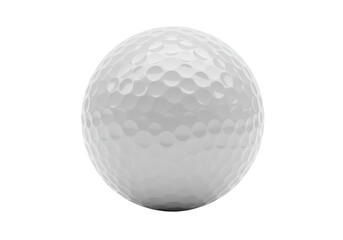 A glossy white golf ball with dimples, isolated on a white background