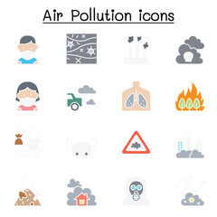 Air pollution icon set in thin line style