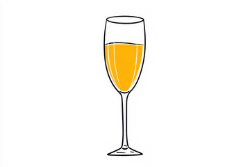 A minimalist illustration of a champagne glass filled with sparkling beverage.