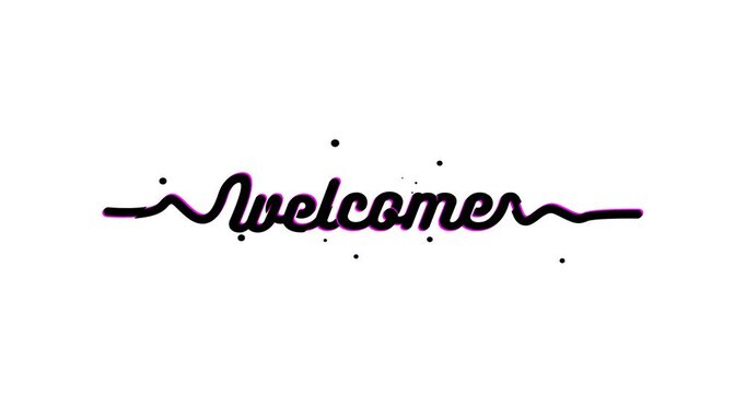 Welcome animation 4k handwritten lettering in black and white