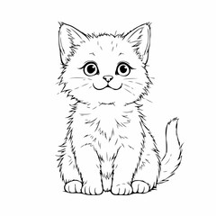 Cute kitten sitting happily on white background