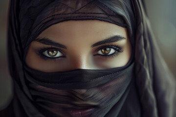 Naklejka premium Muslim woman in a hijab, islamic culture created with generative AI