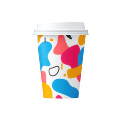 Colorful coffee cup design perfect for modern cafes and vibrant branding., isolated on a transparent background.