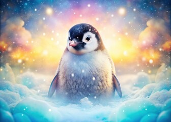 Fototapeta premium Adorable Penguin Double Exposure: Winter Wonderland Meets Arctic Charm