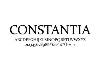 Constantia font for logo and headline. Isolated Vector typeset