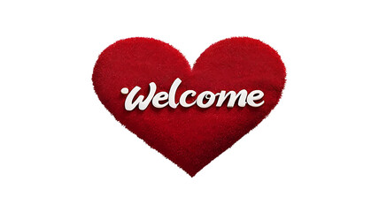 Fototapeta premium Welcome message in heart shape on transparent background. 