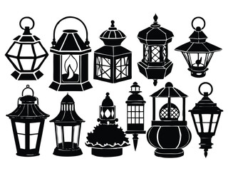 collection of lantern silhouette illustrations