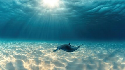 Swimming sea turtle underwater world nature photography ocean environment serene viewpoint marine life concept