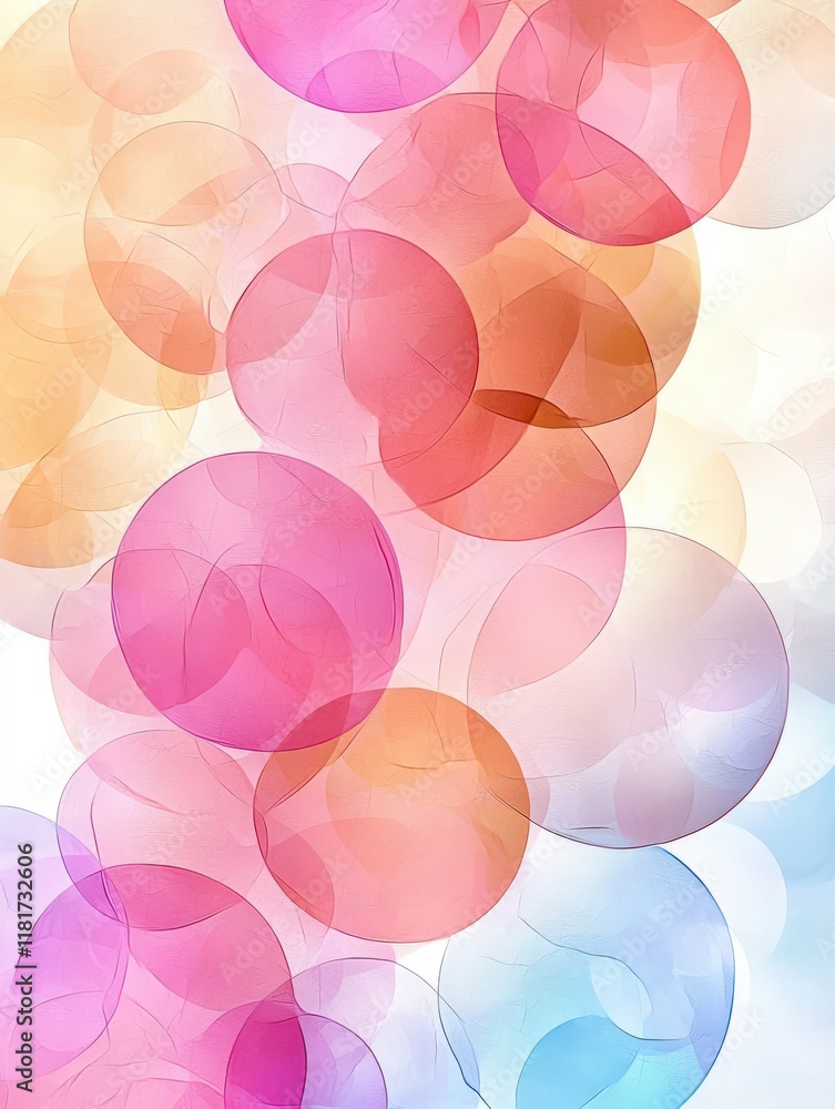 Poster abstract colorful circles in soft tones creating a dreamy and ethereal background design for creativ