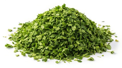 Naklejka premium Dried Parsley Flakes Isolated on White Background - Culinary Herb Spice