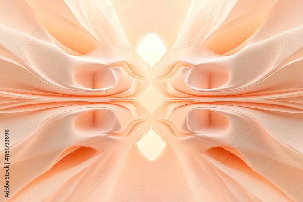 Aufkleber abstract interplay of peach and beige shapes creating a serene symmetry in a dreamy environment