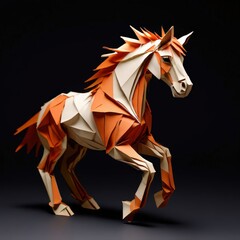 Obraz premium the AI Image Generator, Intricate Origami Horse in Dynamic Pose