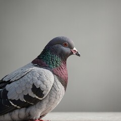 A pigeon with its wings folded neatly, clean background.