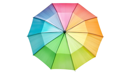 Vibrant Rainbow Umbrella Overhead View