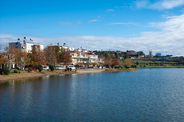 Recreation zone at the touristical Belshi Lake, Albania