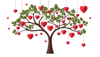 Celebrating Valentine's Day with a twist! Picture a Valentine tree adorned with heart-shaped paper leaves and dangling hearts. It's a fun illustration!