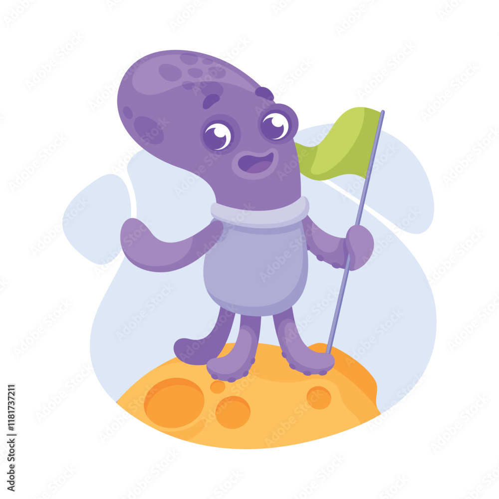 Aufkleber octopus astronaut character in outer space exploring universe vector illustration