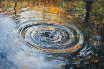 Ripples of tranquility dance across the water's surface in a serene autumn landscape