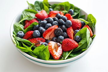 Vibrant berry and spinach salad, healthy superfood meal concept.