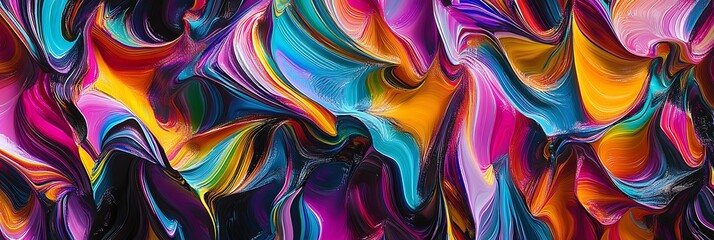 Chaotic abstract patterns with streaks of vibrant primary colors