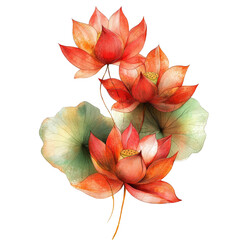 Elegant red lotus flowers tranquil pond digital art serene environment close-up view nature's beauty