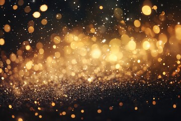 Obraz premium Enchanting golden sparkles dancing in a twilight atmosphere, illuminating the night with warmth and magic