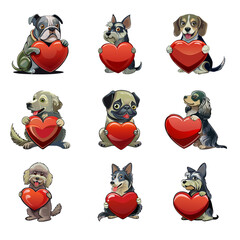 Love my dog with heart vector AI illustrations