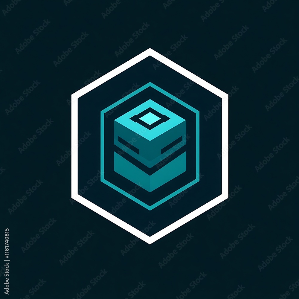 Aufkleber abstract geometric hexagon logo: this abstract logo design uses a geometric hexagon shape as the mai