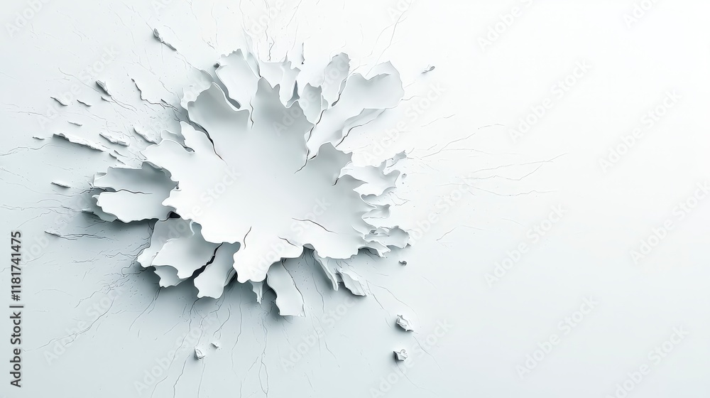 Poster abstract white wall explosion texture with depth and shadows for creative background design