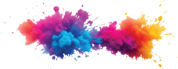 Rainbow Watercolor Explosion: A Bold Combination of Bright Brush Strokes, Splatter, and Stains in Vibrant, Aquarelle Colors, Carefully Set Against a White Background for a Trendy, Contemporary Look