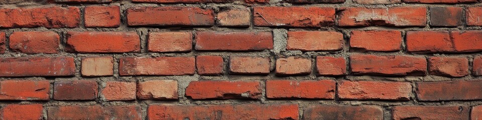 A close-up view of a textured red brick wall, showcasing its rustic appearance.