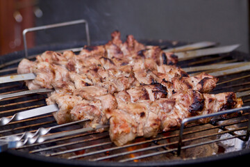 BBQ, barbecue, meat, shashlik, grilled sausages