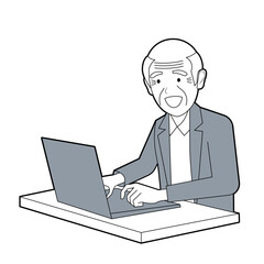 シニア男性のパソコン操作