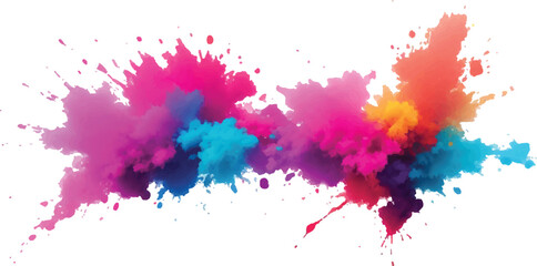 "A Stunning Explosion of Bright and Colorful Watercolor Splashes: Bold Brush Strokes in Vibrant Rainbow Hues Create a Modern, Abstract Aquarelle Design Against a Crisp White Background"
