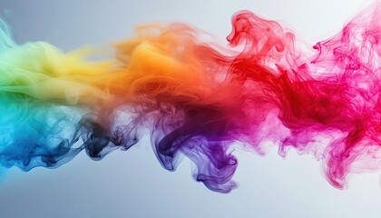 Fototapeta premium Floating trails of smoke in vivid hues forming an abstract, fluid design