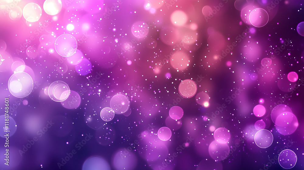 Poster abstract purple and pink bokeh effect background with circular glowing light dots