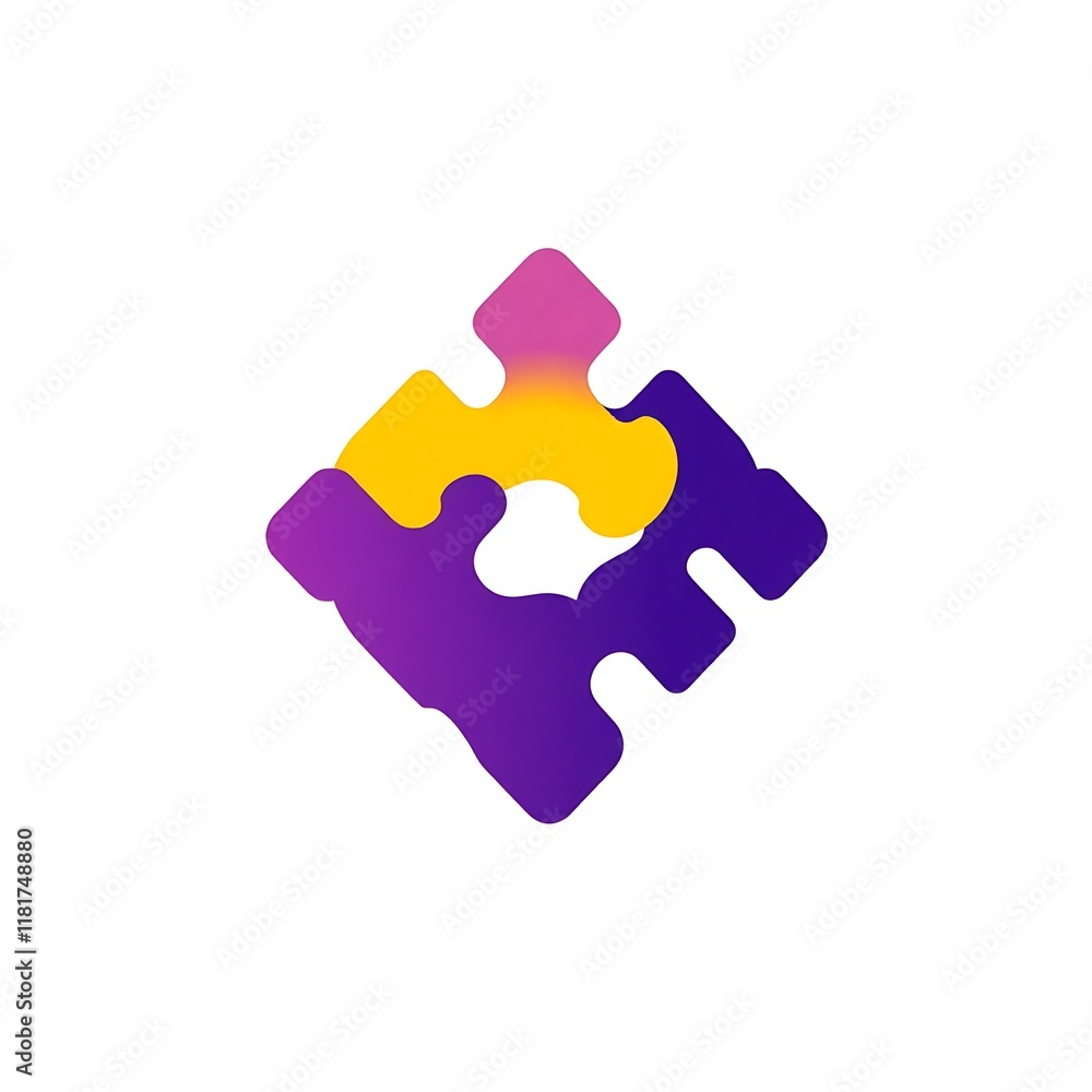 Poster abstract puzzle piece: a vibrant, gradient-filled puzzle piece, symbolizing the power of connection,