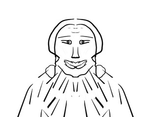 Image of a male Indian. Schematic image of a portrait of a person with rough facial features.